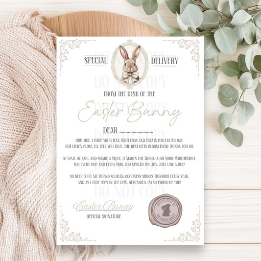 Vintage Beige Bunny Certificate