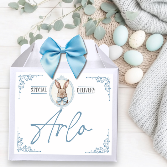 Blue Vintage Bunny Box Decal