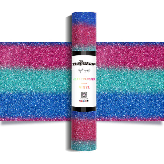 Teckwrap HTV Ombre Glitter - Rainbow Blue