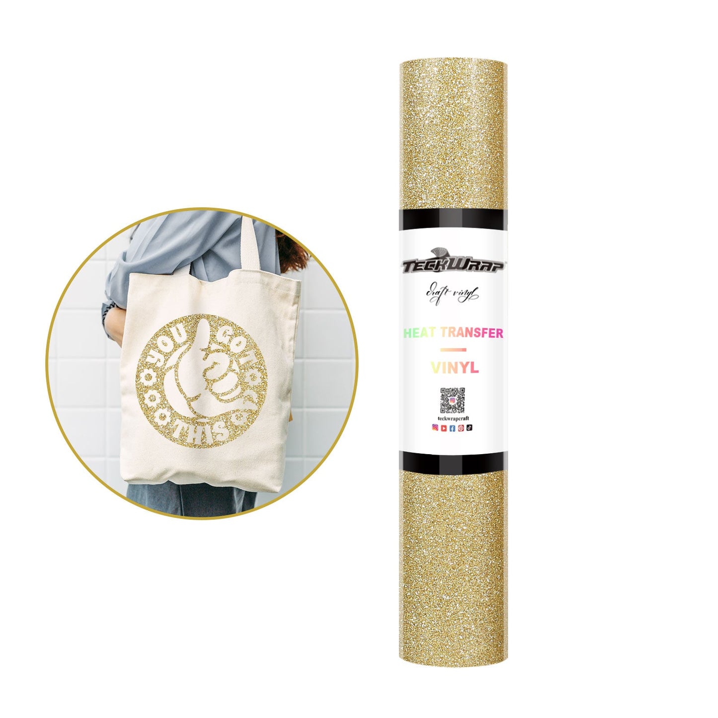 Teckwrap HTV Glitter - Champagne Gold