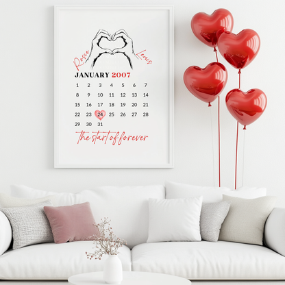 Love Heart Calendar - Digital Download