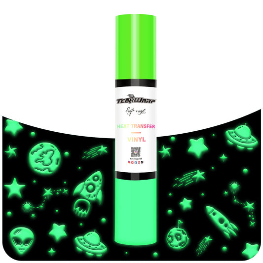 Teckwrap HTV Puff Glow in The Dark - Light Green