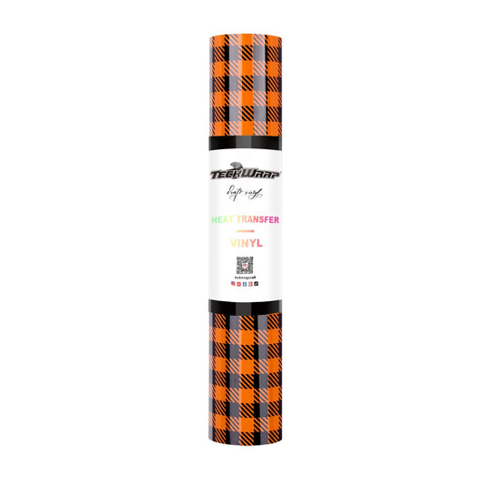 Teckwrap HTV - Orange & Black Plaid