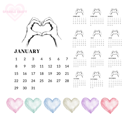 Love Heart Calendar - Digital Download