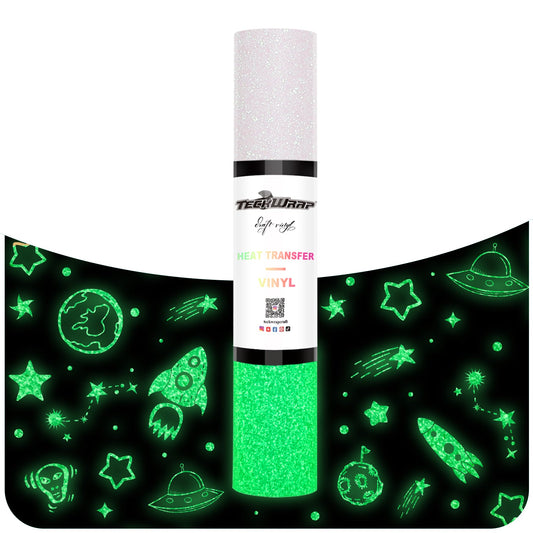 Teckwrap HTV Glitter Glow in the Dark - White