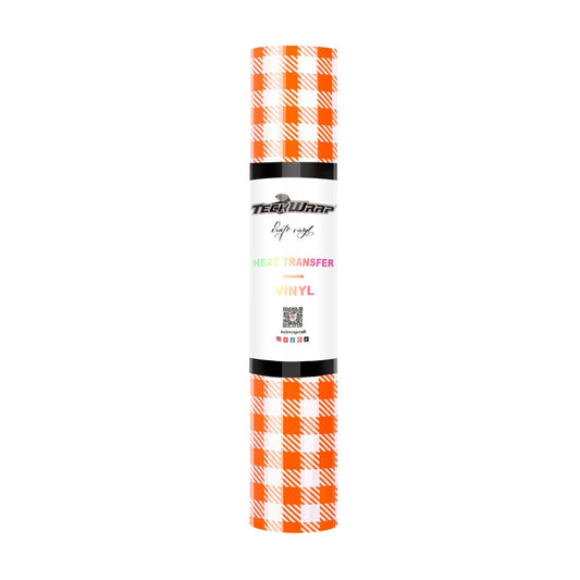 Teckwrap HTV - Orange & White Plaid