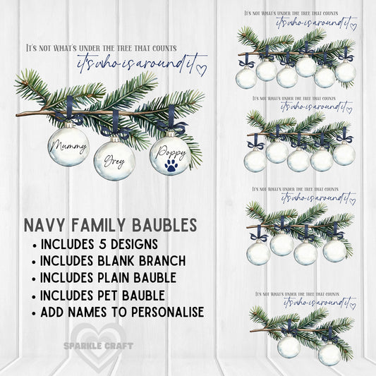 Family Christmas - Navy Baubles Digital Download