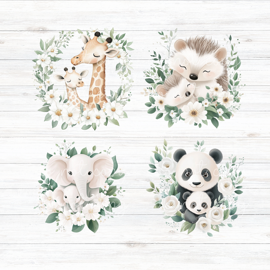 White Flower Animals  - Digital Downloads