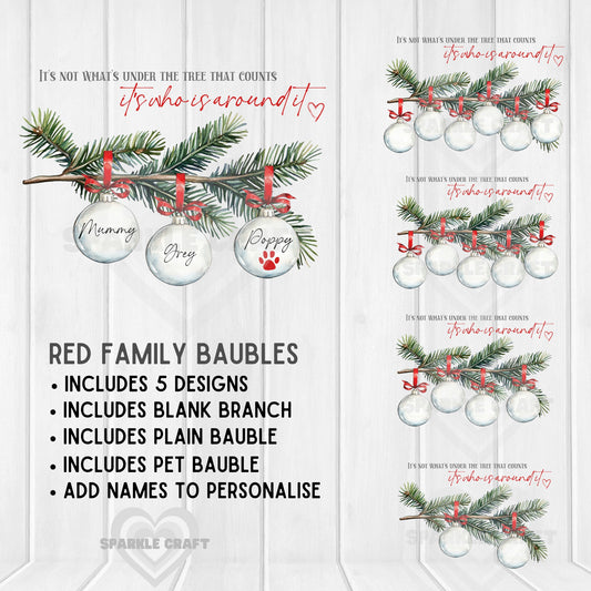 Family Christmas - Red Baubles Digital Download