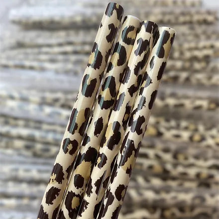 Beige Leopard Straw