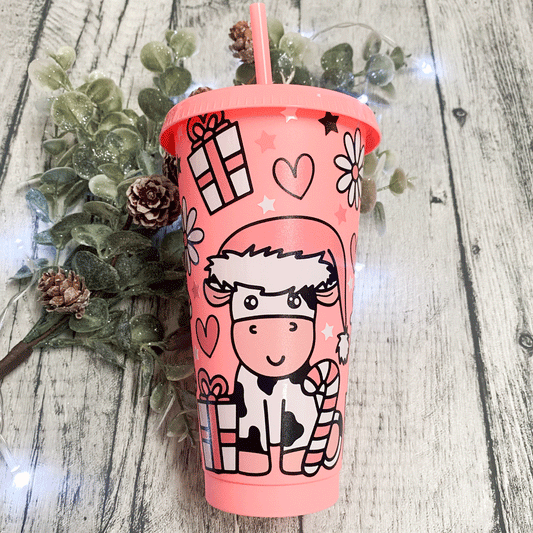 Christmas Cow Coldcup Wrap - Peach