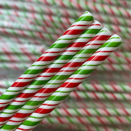 Candy White Green Red Straw