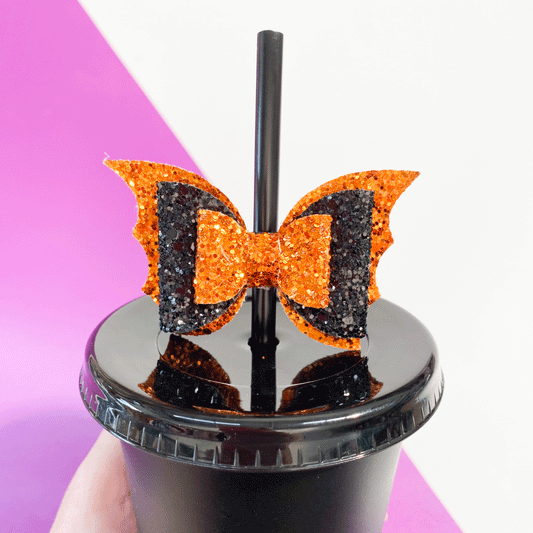 Halloween Straw Topper - Orange Bat