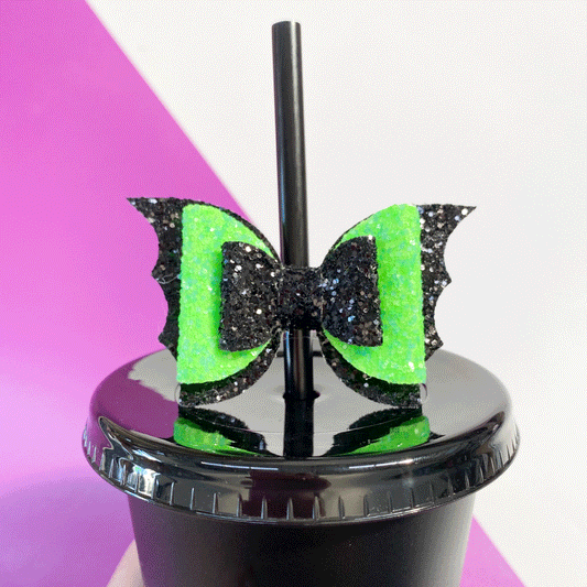 Halloween Straw Topper - Green Bat