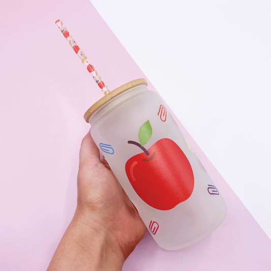 Apple Teacher 16oz Can Glass Wrap