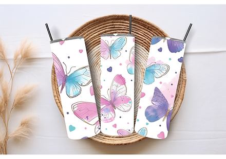 Pastel Butterflies - Sublimation Tumbler  Wrap