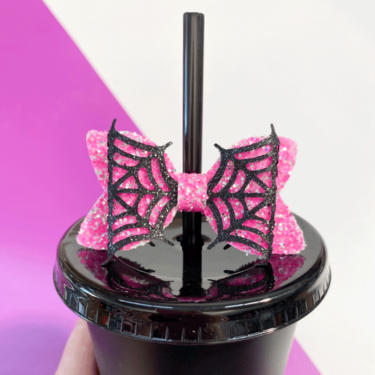 Halloween Straw Topper - Pink Web