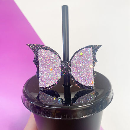 Halloween Straw Topper - Lilac Bat