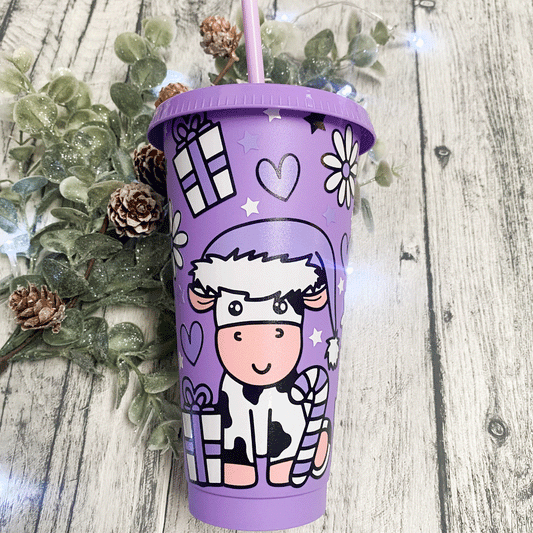 Christmas Cow Coldcup Wrap - Lavender