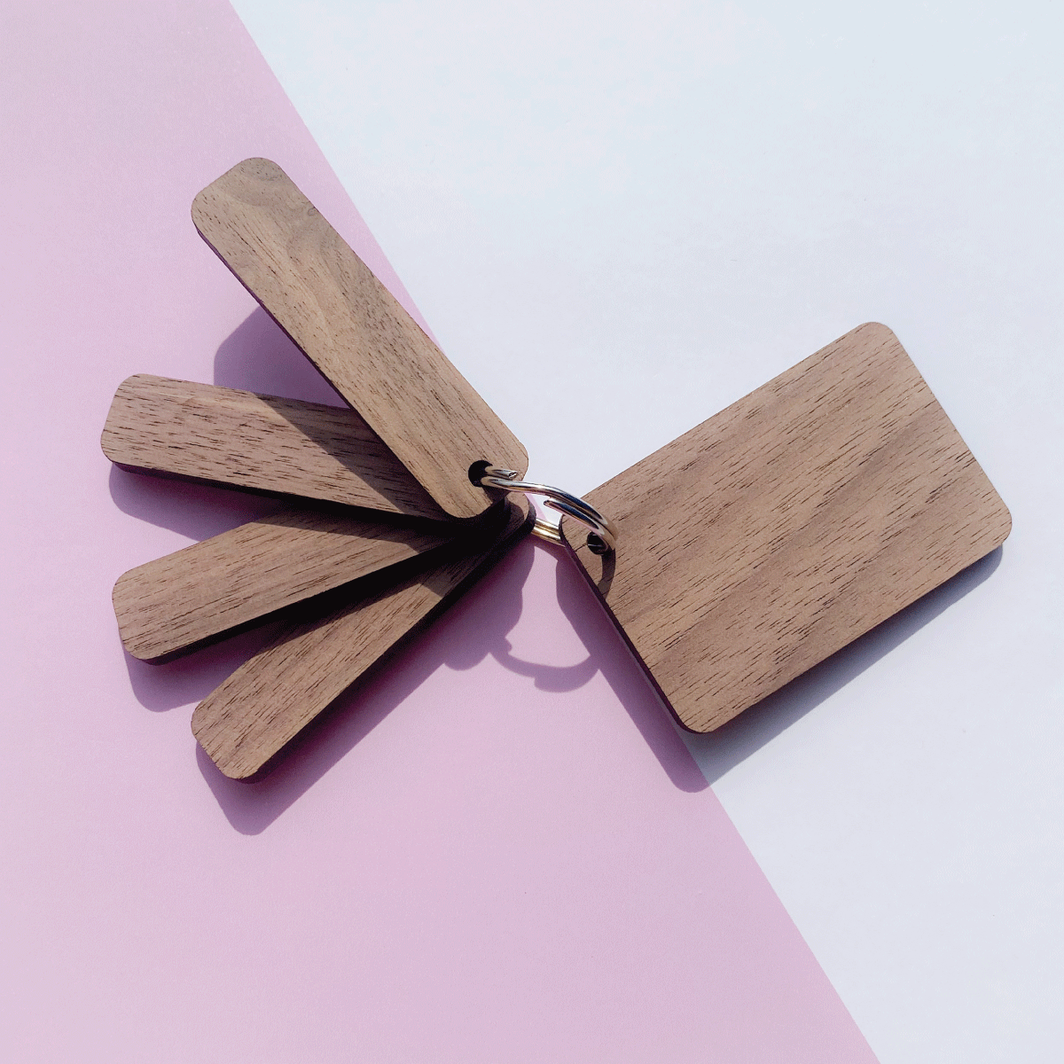 Walnut  Fob Keyring with Stick Fobs