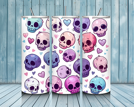 Skulls & Hearts - Sublimation Tumbler  Wrap