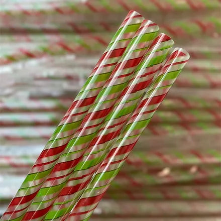 Candy Clear Green Red Straw